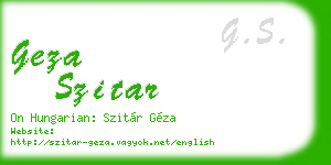 geza szitar business card